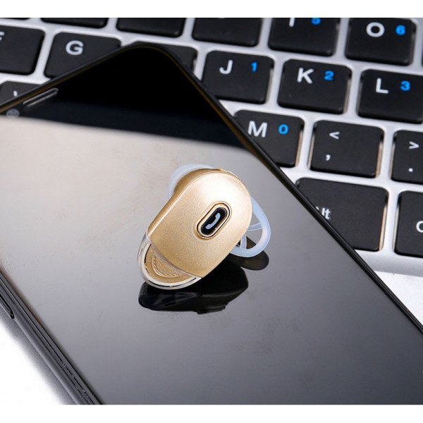 Wholesale Small Size Metallic Style Bluetooth Headset T-001 (Champagne Gold)